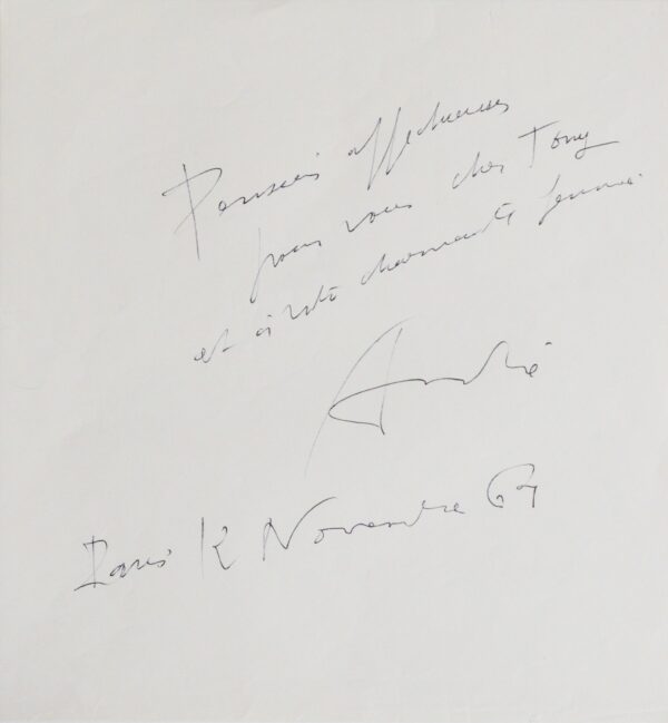 Belle lettre d'André Masson à Tony Curtis