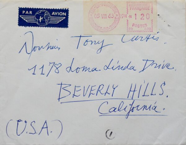 Belle lettre d'André Masson à Tony Curtis