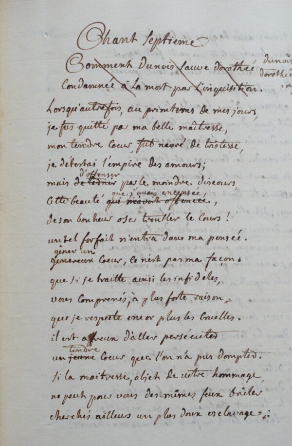 Manuscrit d'une version primitive de La Pucelle d’Orléans de Voltaire