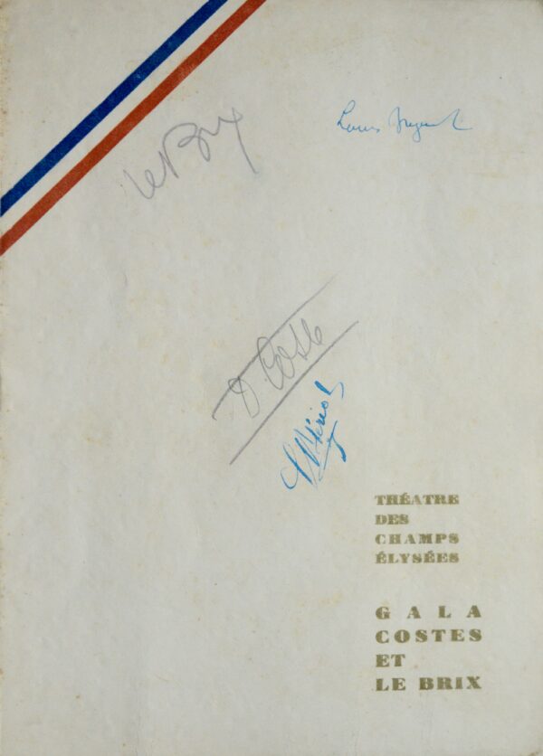 Document signé par les aviateurs Breguet, Blériot, Costes et Le Brix