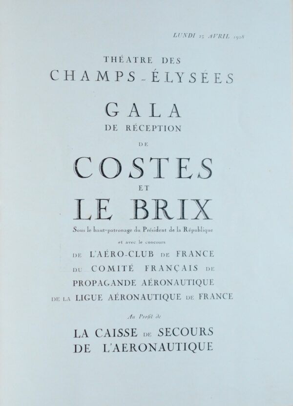 Document signé par les aviateurs Breguet, Blériot, Costes et Le Brix