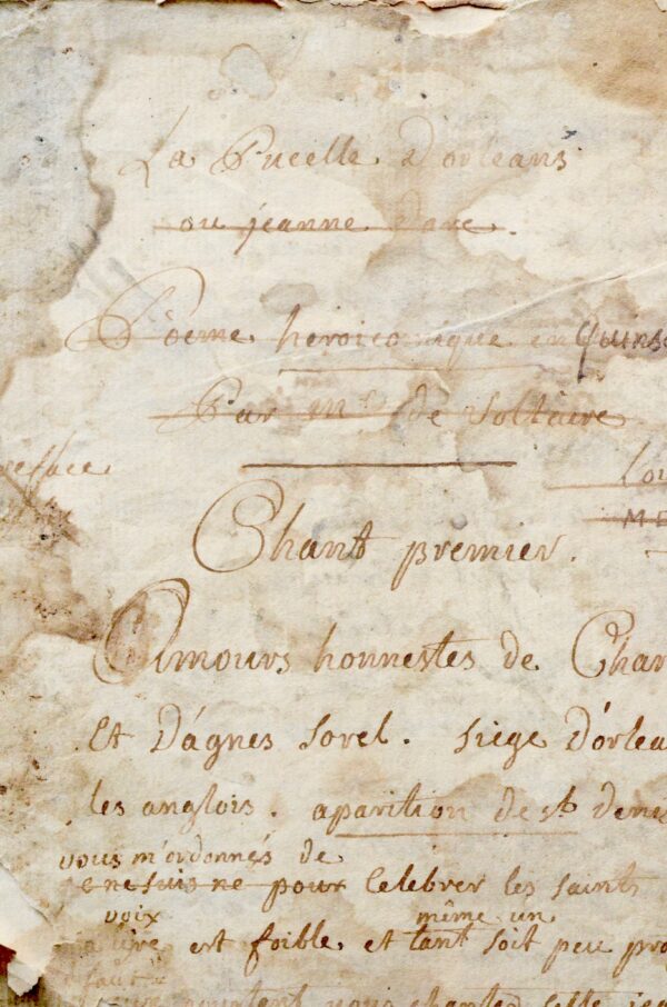 Manuscrit d'une version primitive de La Pucelle d’Orléans de Voltaire