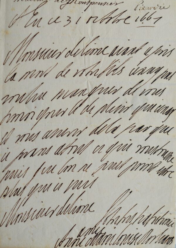 La Grande Mademoiselle adresse ses condoléances