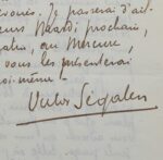Lettre de Segalen à Vallette sur les Immémoriaux