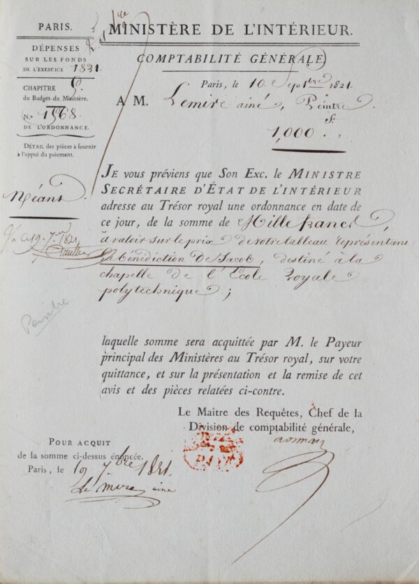 L'état achète un tableau au peintre Charles Le Mire aîné