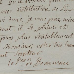 Belle lettre du Prince de Beauvau
