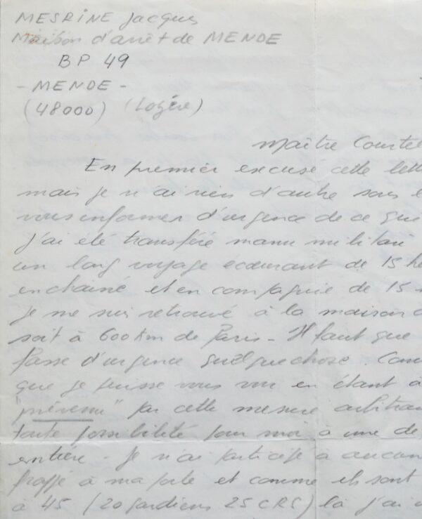 Jacques Mesrine entame une grève de la faim et prévient les médias