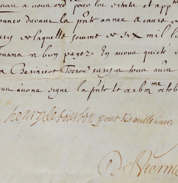 Le prince de Condé reçoit ses émoluments de gouverneur du Berry