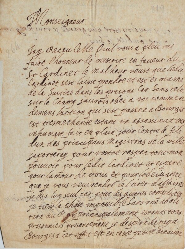 Le Prince de Condé prend la défense d'un assassin