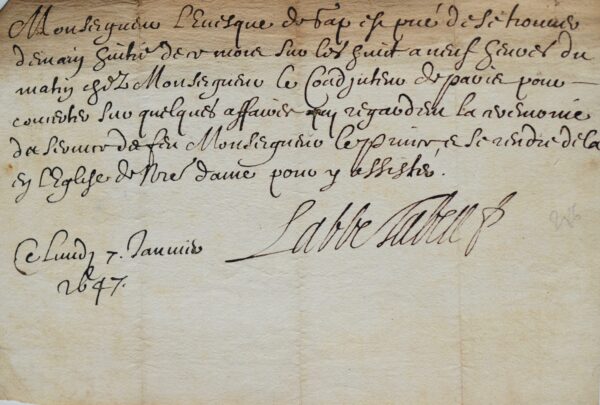 Tubeuf invite l'évêque de Gap aux obsèques du prince de Condé