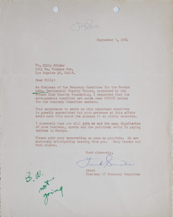 Frank Sinatra invite Billy Wilder