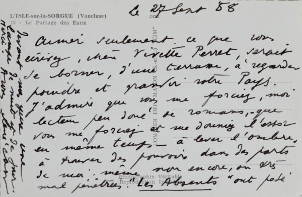 René Char encense Vivette Perret