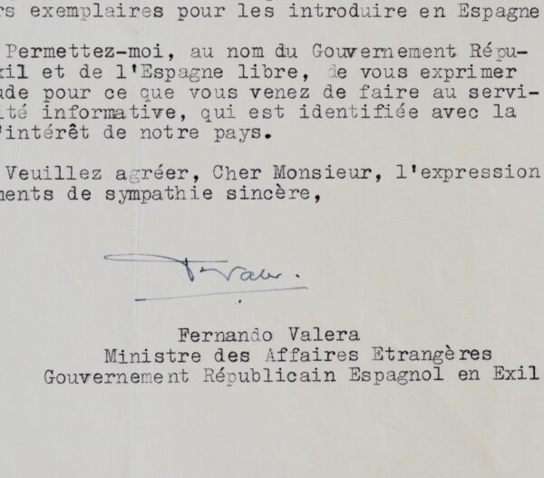 Le ministre Fernando Valera, exilé républicain à Paris