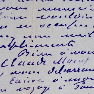 Belle lettre de Monet à Hamman