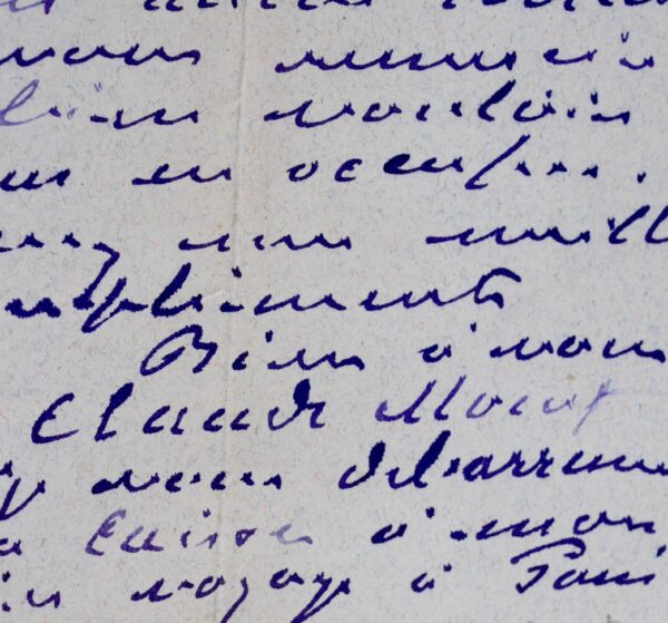 Belle lettre de Monet à Hamman