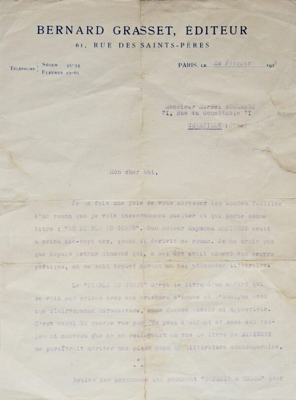 Grasset et Cocteau révèlent "Le Diable au corps"
