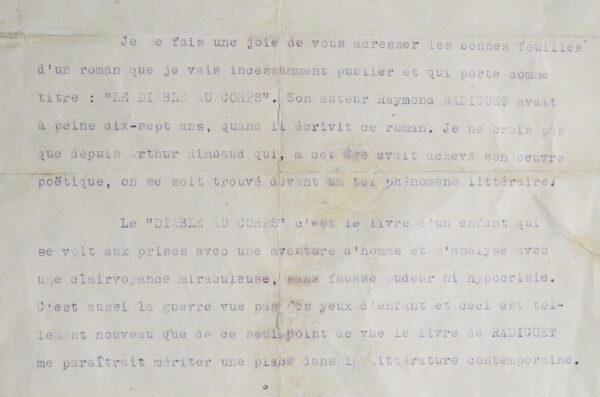Grasset et Cocteau révèlent "Le Diable au corps"