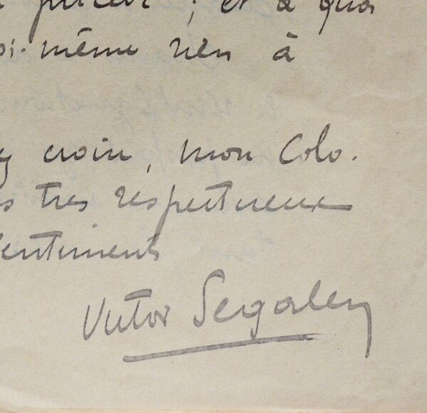 Victor Segalen soutient son ami Claude Farrère