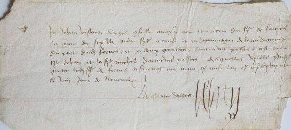 Rare pièce signée par Jéhan d'Uzès en 1467