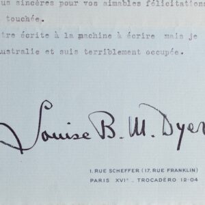 Deux lettres de Louise Hanson-Dyer