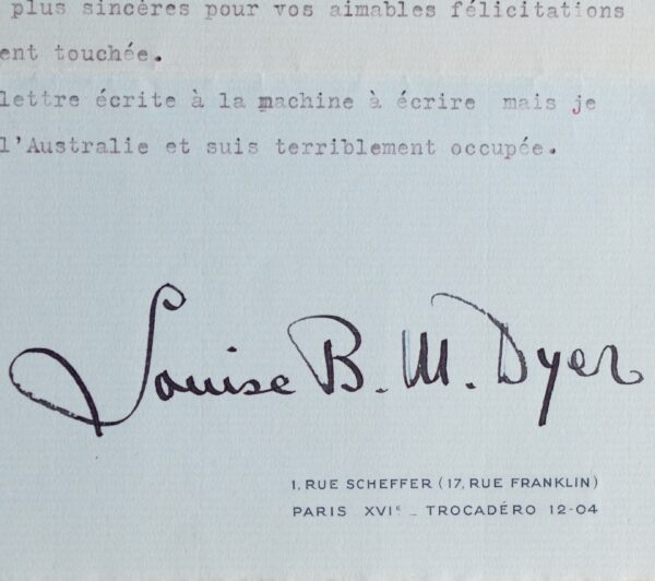 Deux lettres de Louise Hanson-Dyer