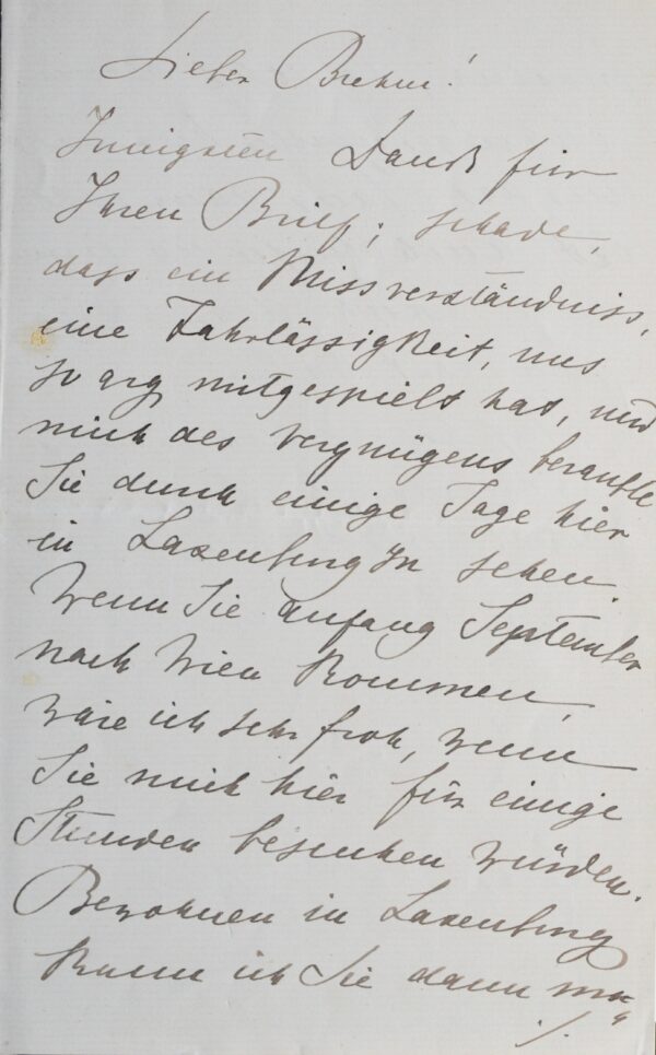 Lettre de Rodolphe d'Autriche, fils de Sissi et de François-Joseph