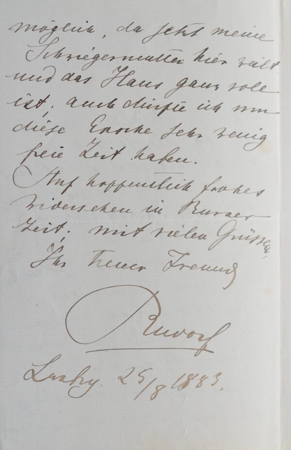 Lettre de Rodolphe d'Autriche, fils de Sissi et de François-Joseph