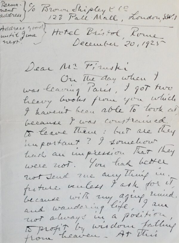 Lettre littéraire de George Santayana