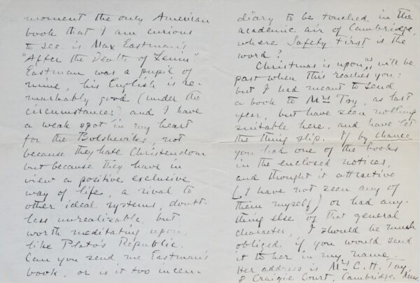 Lettre littéraire de George Santayana