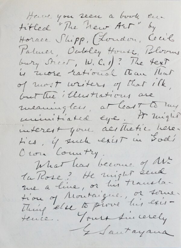 Lettre littéraire de George Santayana