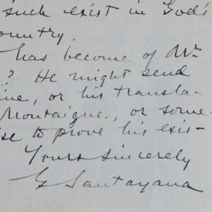 Lettre littéraire de George Santayana