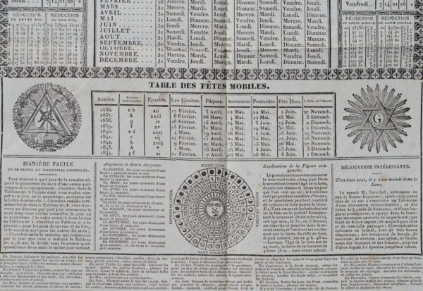 Curieux calendrier perpétuel ésotérique