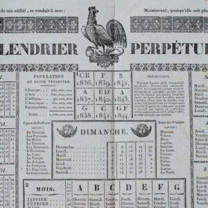 Curieux calendrier perpétuel ésotérique