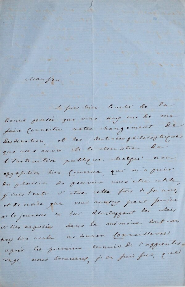 Belle lettre d'Albert de Broglie