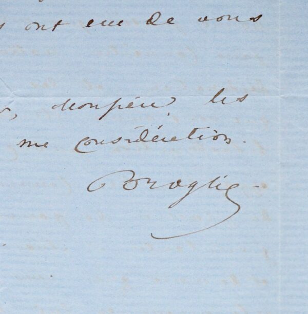 Belle lettre d'Albert de Broglie