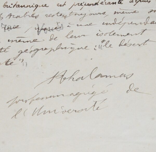 "Arabie" : manuscrit signé d'Amédée Thalamas