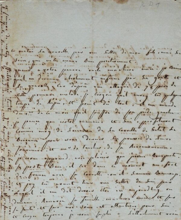 Longue lettre adressée à Joséphine par sa tante Tascher de La Pagerie