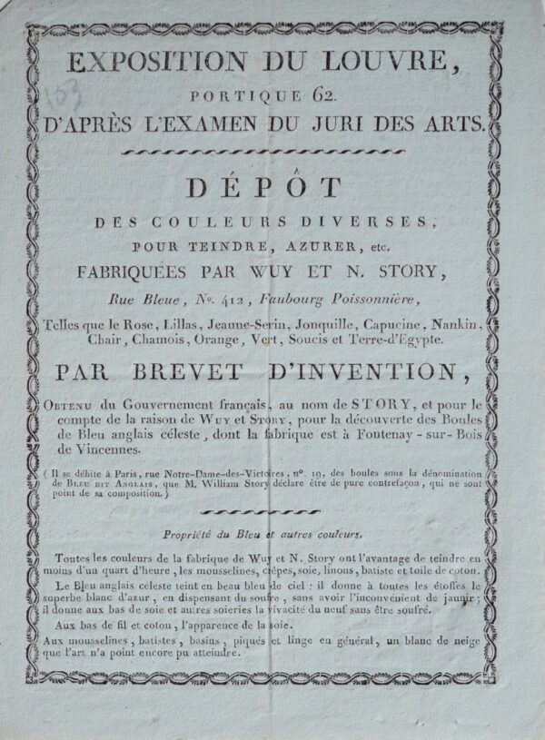 Wuy & Story, marchands de teintures à Paris