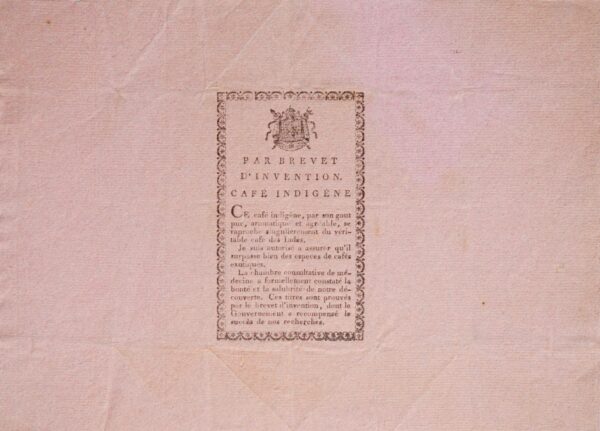 Brevet d'invention pour un café indigène