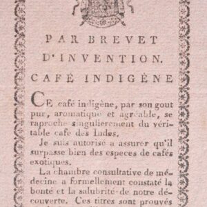 Brevet d'invention pour un café indigène