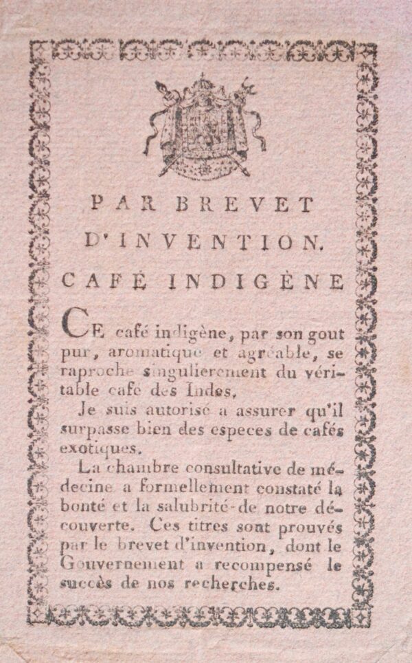 Brevet d'invention pour un café indigène