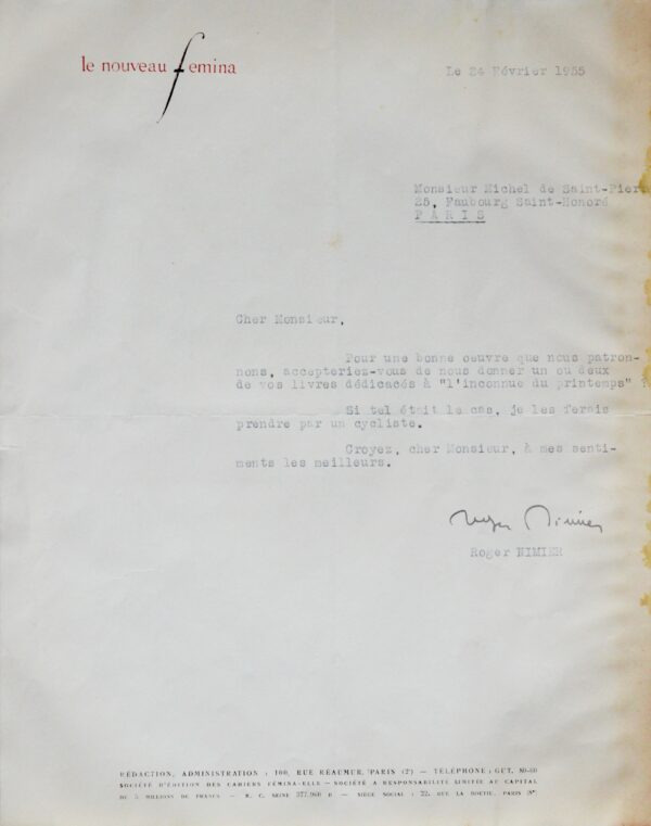 3 lettres de Roger Nimier