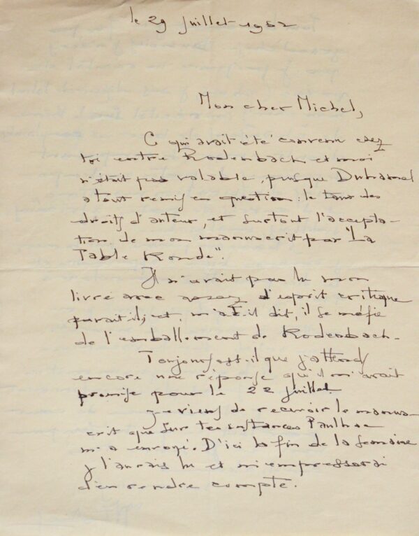 Belle lettre de l'écrivain martiniquais Joseph Zobel