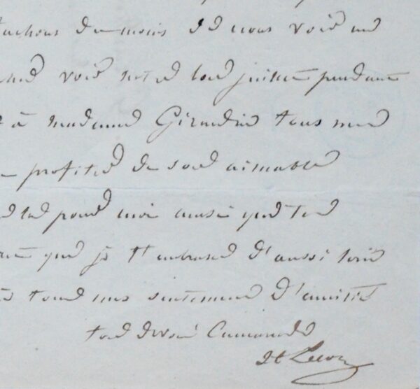 Lettre du naturaliste auvergnat Henri Lecoq