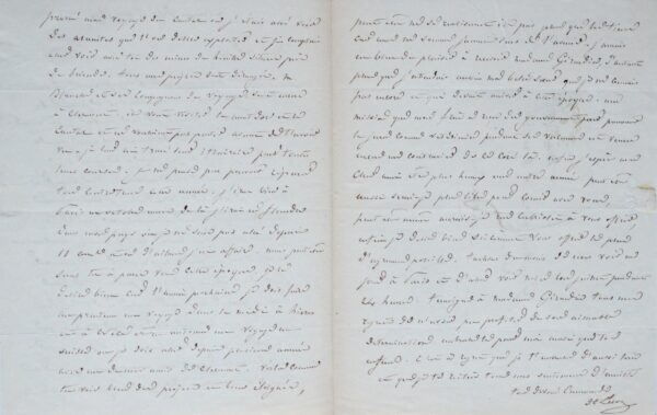 Lettre du naturaliste auvergnat Henri Lecoq