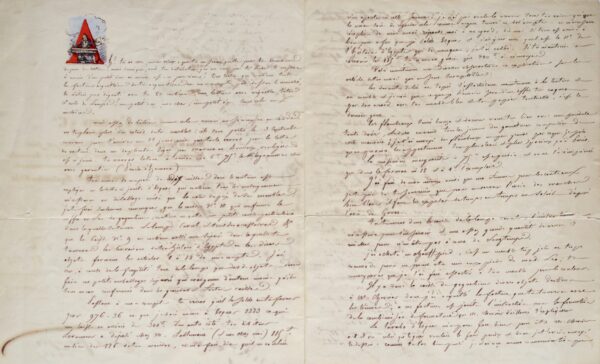 Étonnante lettre illustrée de Gabriel Falampin, l'avoué de George Sand