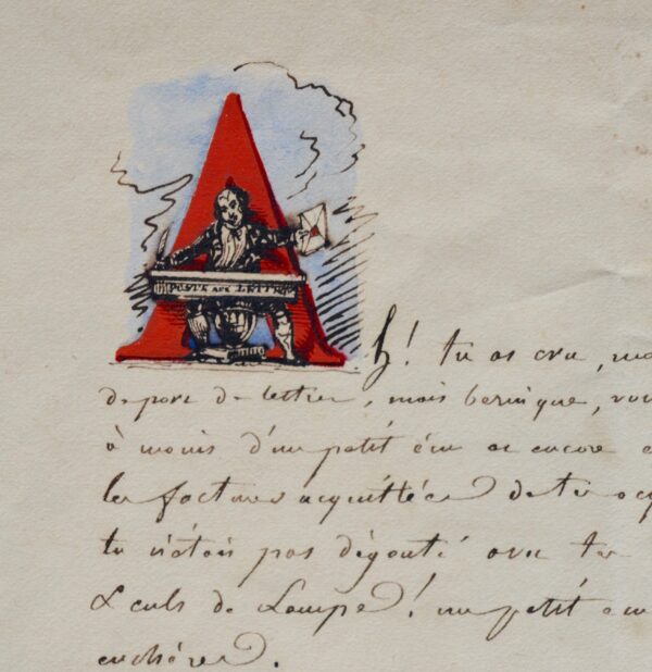 Étonnante lettre illustrée de Gabriel Falampin, l'avoué de George Sand