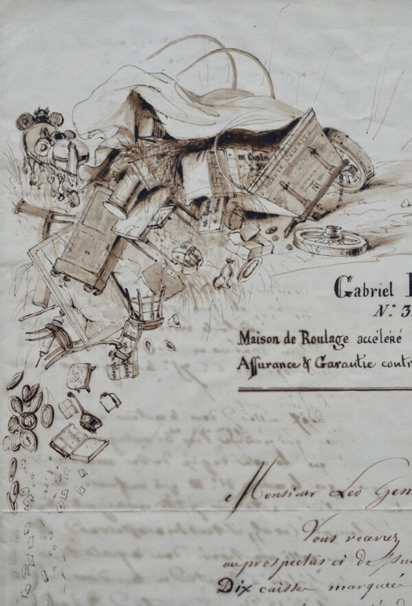 Étonnante lettre illustrée de Gabriel Falampin, l'avoué de George Sand