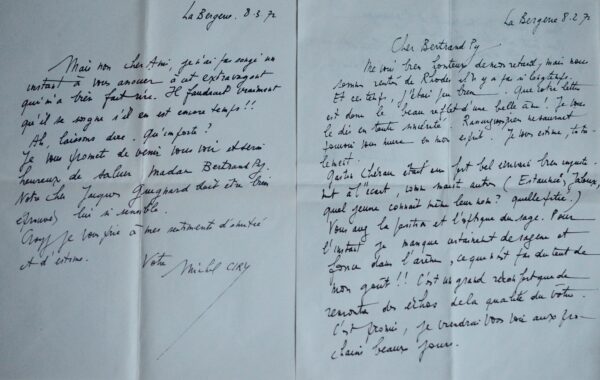 Deux lettres de Michel Ciry à Bertrand Py