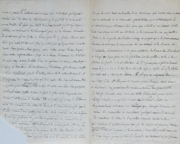 Très belle et très longue lettre de Mme Hanska (Balzac)